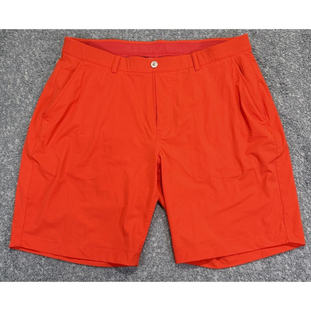 Redvanly Shorts Men XL Rio Red Hanover Pull On Chino 9" Stretch Golf Performance